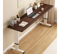 GUHPZA Mesa De Cama Mesa De Cama, Mesa De Estudio Elevable con Ruedas Bloqueables, Escritorio De Pie Móvil/Estación De Trabajo con Computadora De Altura Ajustable, para Hospital,Nogal-120x50x68cm
