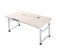 GUHPZA Mesa De Cama Mesa De Cama, Mesa Rodante para Cama, Mesa De Cama Ajustable En Altura Y Longitud con Ruedas, Tablero Inclinable 8 Ángulos Ajustables, para El Hogar, Dormito,Blanco-100cm