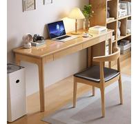 GUHPZA Mesa De Cama Moderna De Mediados De Siglo, Escritorio De Madera Maciza con Cajones, Escritorio De Computadora para Oficina En Casa, Escritorio De Madera Maciza, Muebles M,Natural-31 Pulgadas