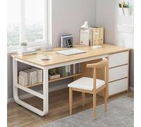 GUHPZA Mesa De Cama para Computadora con Cajón, Escritorio Extra Largo con Estante para Gabinete De Almacenamiento, Mesa De Escritura Resistente, Escritorio para Juegos De Compu,Natural-100x50x75cm
