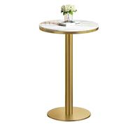 GUHPZA Mesa de Comedor de Altura de mostrador Moderna con Cubierta de mármol Redonda, Mesa Alta Tipo bistró con Base de Hierro - Mesa de Centro pequeña para Barra de Desayuno