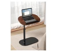 GUHPZA Mesa De Noche con Altura Ajustable Y Giro De 360°, Mesa Auxiliar En Forma De C para Sala De Estar, Cama Y Bañera,Nogal Negro