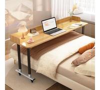 GUHPZA Mesa De Noche Portátil, Mesa De Noche Ajustable En Altura, Mesa Portátil para Computadora Portátil con Patas De Metal Resistentes, Mesa De Cama Tamaño Queen, Mesa Médica,Natural1-120cm