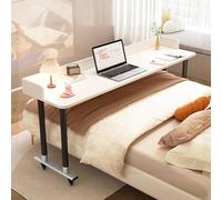 GUHPZA Mesa De Noche Portátil, Mesa De Noche Ajustable En Altura, Mesa Portátil para Computadora Portátil con Patas De Metal Resistentes, Mesa De Cama Tamaño Queen, Mesa Médica,Blanco1-120cm