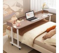GUHPZA Mesa De Noche Portátil, Mesa De Noche Ajustable En Altura, Mesa Portátil para Computadora Portátil con Patas De Metal Resistentes, Mesa De Cama Tamaño Queen, Mesa Médica,Marrón-120cm