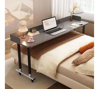 GUHPZA Mesa De Noche Portátil, Mesa De Noche Ajustable En Altura, Mesa Portátil para Computadora Portátil con Patas De Metal Resistentes, Mesa De Cama Tamaño Queen, Mesa Médica,Gris 1-120cm
