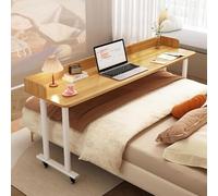 GUHPZA Mesa De Noche Portátil, Mesa De Noche Ajustable En Altura, Mesa Portátil para Computadora Portátil con Patas De Metal Resistentes, Mesa De Cama Tamaño Queen, Mesa Médica,Natural-120cm