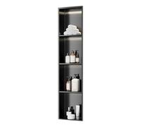 GUHPZA Nicho De Ducha con Luz, Nicho Empotrado De Acero Inoxidable, Impermeable, No Necesita Azulejos, Organizador De Pared para El Hogar, Hotel, Baño, Cocina, Blanco,Black-a
