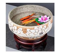 GUHPZA Pecera De Cerámica De Estilo Chino para Cultivo De Peces, De Escritorio, para Sala De Estar, Balcón, De Montaña Azul Y Blanca, para Río, Oficina, Ornamental, GE, B-35CM