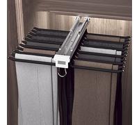 GUHPZA Perchero Extraíble para Pantalones con Riel Deslizante, Perchero De Acero De 22 Brazos Y Doble Fila para Pantalones, Toallero, Organizador Extensible para Bufan,Black