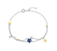 GUHPZA Pulsera para Mujer Pulsera De Botella De Deseos De Estrella Azul Pulsera De Plata Esterlina para Damas Regalos De Joyería Salvaje para Amigos Pulsera De Graduac,