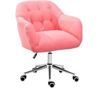 GUHPZA Silla Giratoria De Escritorio Tapizada En Terciopelo, Silla De Trabajo para Computadora con Altura Ajustable Y Rotación De 360°, Cómoda Silla con Ruedas para Do,Pink-
