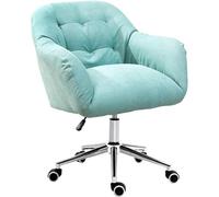 GUHPZA Silla Giratoria De Escritorio Tapizada En Terciopelo, Silla De Trabajo para Computadora con Altura Ajustable Y Rotación De 360°, Cómoda Silla con Ruedas para Do,Light Blue-