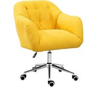 GUHPZA Silla Giratoria De Escritorio Tapizada En Terciopelo, Silla De Trabajo para Computadora con Altura Ajustable Y Rotación De 360°, Cómoda Silla con Ruedas para Do,Yellow-