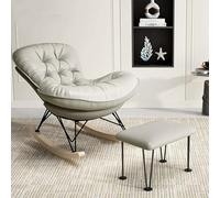 GUHPZA Sillón mecedor tapizado de Tela tecnológica, Ideal para Relajarse, Descansar, Dormitorio, Oficina y Sala de Estar .(Naranja-con reposapiés)