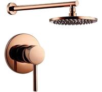 GUHPZA Sistema De Ducha, Baño En Oro Rosa, Válvula Desviadora De Ducha De Latón Macizo, Juego De Grifo con Cabezal De Ducha Redondo De 8-12 Pulgadas, Juego De Ducha D,10 Inch