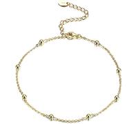 GUHPZA Tobilleras, Cadena De Plata 925 De 3,5 Mm, Tobillera Ajustable, Cadena para El Pie De Color Plata/Oro, Joyería De Playa,E Gold Color-A,E Gold Color-A