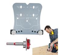 Guía de agujero para bisagra de gabinete, plantilla de bisagra de 35 mm con broca, 3.35 x 3.15 x 0.47 pulgadas, construcción de aleación de aluminio, apertura precisa del agujero para estantes