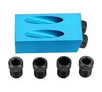 Guía de carpintería de 15 grados Localizador de perforación de metal Posicionador de orificios oblicuos Plantilla Herramientas de perforación de orificios de espiga 6/8 / 10mm Azul