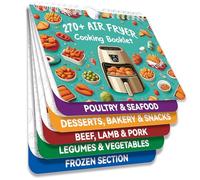 Guía de cocción magnética para freidora de aire de más de 270 alimentos, folleto de guía de cocina, accesorios de freidora de aire para guía de cocina, tabla de temperatura y tiempo de la freidora de