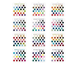 Guía de combinación de colores: paquete de 12 tarjetas de selección de análisis portátiles de acrílico transparente de 2,4 pulgadas, coordinador de temporada de sombra de ojos y lápiz labial para