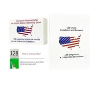 Guía de estudio de ciudadanía estadounidense - Manual de cívica bilingüe, 128 hojas con traducción al inglés al español, papel de cartulina premium, tarjetas flash completas para historia, preguntas y