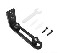 Guía de piso de puerta de granero de doble rueda, tope de puerta deslizante ajustable, herrajes resistentes de acero al carbono para un movimiento estable de la puerta, negro