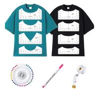 Guía de regla de camiseta para alineación de vinilo, herramienta de alineación de guía de regla de camiseta al vinilo central, medición delantera y trasera para prensa de calor Cricut, vinilo de
