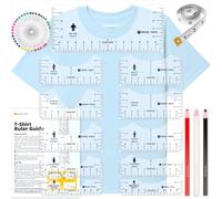 Guía de regla de camiseta para alineación de vinilo para 17 piezas, regla de camiseta para Cricut prensa de calor HTV diseños de centro de vinilo, reglas de camisetas para costura artesanal
