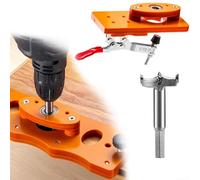 Guía de taladro de bisagra de puerta para carpintería con localizador de accesorios y plantilla de agujero de perforación para una instalación precisa del gabinete y posicionamiento de agujeros (c)