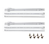 Guía deslizante HELPMATE 500 mm, 2 pares, juego de 4, riel, riel para cajones, sistema de rieles, cajón con extracción parcial, blanco, incl. material de fijación