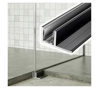 Guía inferior de cristal para puerta de ducha, canal F, panel de división de separación en seco y húmedo, herrajes de retención de panel de división de aluminio negro tipo F, ranura fija de vidrio