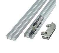 Guía para puertas correderas de plástico, Plata los 60-200cm del equipo hardware de la pista puerta deslizante compatible con el grueso 3-5m m(200cm)