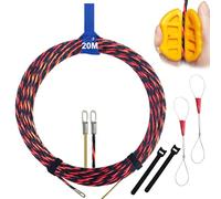 Guia Pasacables 20m 4,8mm de Diámetro Guía Pasacables Retractable Spring Electricista Triple Trenzada Trenzada con 2 Muelles Ayuda para Tirar Cables