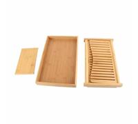 Guía plegable de corte de pan de bambú, herramienta para cortar hogazas de pan, cortador de rebanadas uniformes con bandeja para las migajas, utensilio de cocina y repostería de