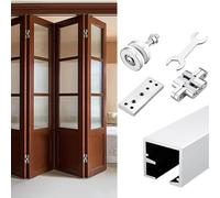 Guia Puerta Corredera Juego de Rodillos para Riel de Puerta Corrediza Plegable, Kit de Herrajes para Puertas Plegables/Mosquiteras, Riel con Bisagra(6-door(both side open),4m/13ft)