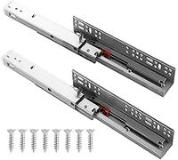 Guías de cajón de alta resistencia, Guías de cajón Guía deslizante for cajón de rebote, montaje inferior oculto, cierre suave, extensión completa, 40 kg, plateado, 250-500 mm(400mm/16inch)