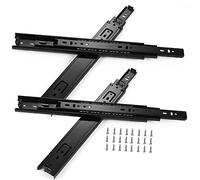 Guías de Metal Resistentes, 2 Pares de rieles deslizantes para cajones de gabinetes de Cocina, Negros, guías con rodamientos de Bolas de extensión Completa de 3 Pliegues, Capacidad de Carga de 40 kg,