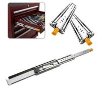 Guías para Cajones 76mm con Bloqueo, Guías para Cajones de Carga Pesada | Extracción Total 3 Tramos, Acero, Rodamientos de Bolas, Capacidad 220kg, 1 Par(50 CM(20 Inch))