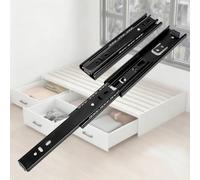 Guías para Cajones de Alta Resistencia de 45 kg, 3 Secciones Extensión Completa, Rodamientos de Bolas Suaves Negro Montaje Lateral para Armarios de Cocina y Cómodas(16″/400mm)