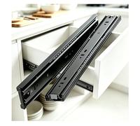 Guías para cajones de alta resistencia, Empuje for abrir Guías de extensión completa 3 secciones, color negro, rodamiento bolas 8 a 20 pulgadas, no requiere manija(8in/20cm)