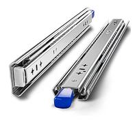 Guías para cajones Guía de rieles de rieles de metal de alta resistencia, bloqueo y bloqueo con rodamiento de bolas de extensión completa, guías para cajones de 3 secciones con cerradura, montaje