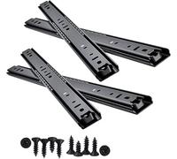 Guías para cajones Rieles deslizantes for muebles de gabinete con rodamientos de bolas de 2 secciones, color negro, 2 pares(30cm(12in))