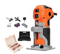Guías rectas Recortadora eléctrica de 1280W y 6,35mm for carpintería, máquina cortadora de ranuras y fresado DIY, enrutador laminador de madera, máquina tallada a mano fresas de carburo de tungsteno