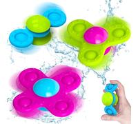 Guibola Spinner Bebé Ventosa de 3 Piezas - Juguete de Silicona Sensorial para Ducha - Regalo de Cumpleaños para Tot-Petit (Estilo Clásico)