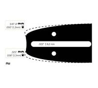 Guide - Cadena para motosierra Shindaiwa/Sdk/Iseki 35cm 3/8 Lp.050 (1,3 mm) - Recambios para Herramientas Jardín - Nemura
