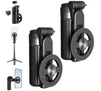 Guidelinel 4-in-1 360° Rotation Magnetic Selfie Stick, Mini Portable Detachable Scalable Magnetic Selfies Sticks, Opticnock Multifunctional Selfie Stick for iPhone & Android (Black*2)