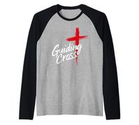 Guiding Cross Cruz Roja Cristiana Inspiración Fe Artwork Camiseta Manga Raglan