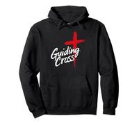 Guiding Cross Cruz Roja Cristiana Inspiración Fe Artwork Sudadera con Capucha