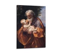 Guido Reni Painter Works - Póster de San José con el niño Jesús para decoración de pared, impresiones artísticas en lienzo, para el hogar, oficina, dormitorio, sala de estar, 30 x 45 cm